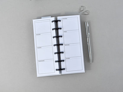 Discbound Planner Notebook 2026 - Monthly & Weekly Agenda (HP Skinny Mini Size)