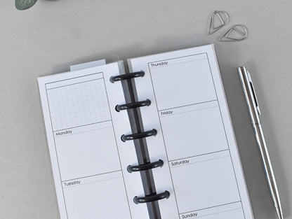 Discbound Planner Notebook 2026 - Monthly & Weekly Agenda (HP Skinny Mini Size)