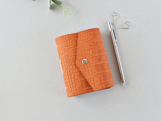 Small journal notebook, vintage leather, orange color
