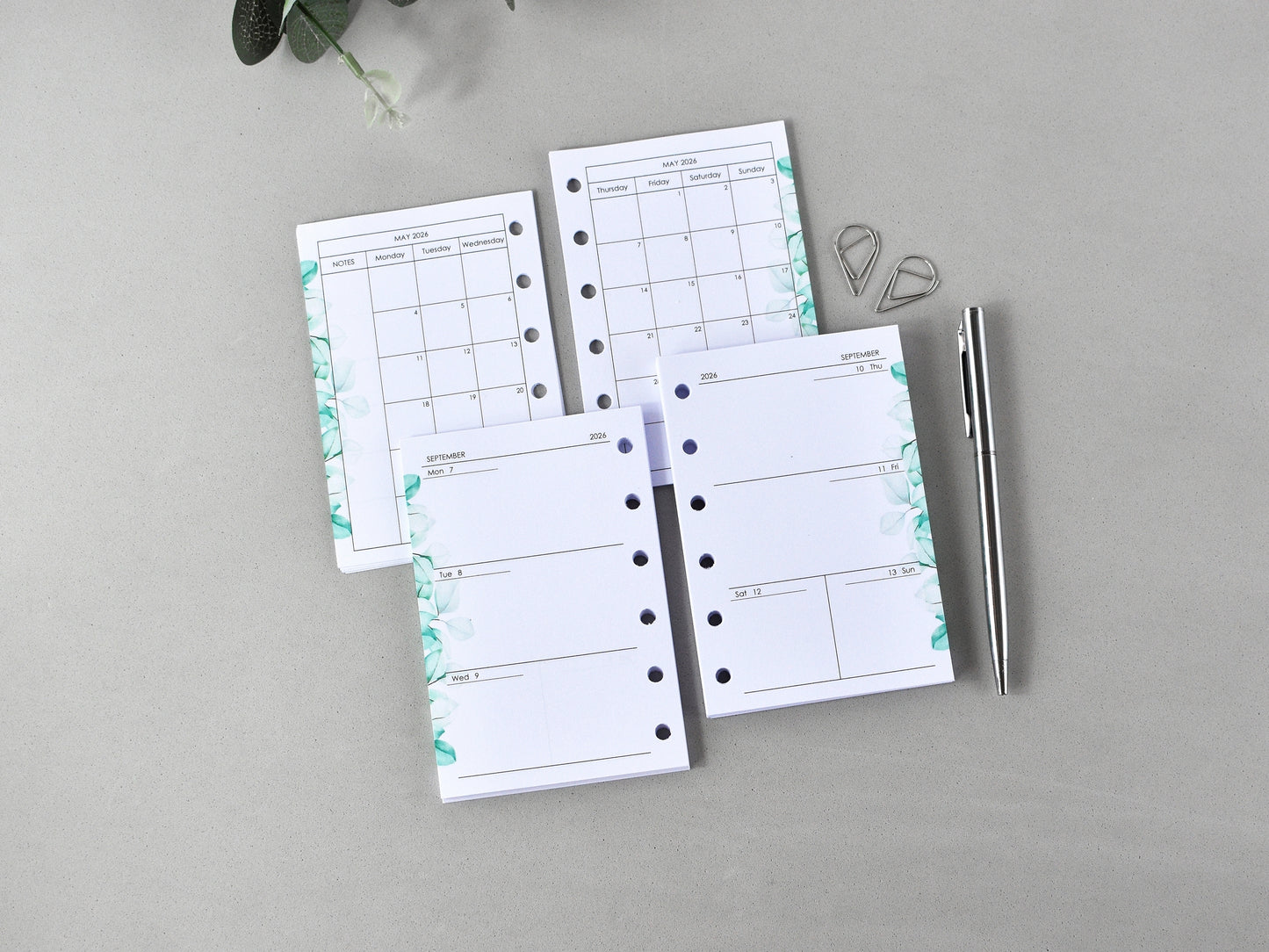 Monthly Weekly Planner Refill Inserts (Pocket Size) / Pc05