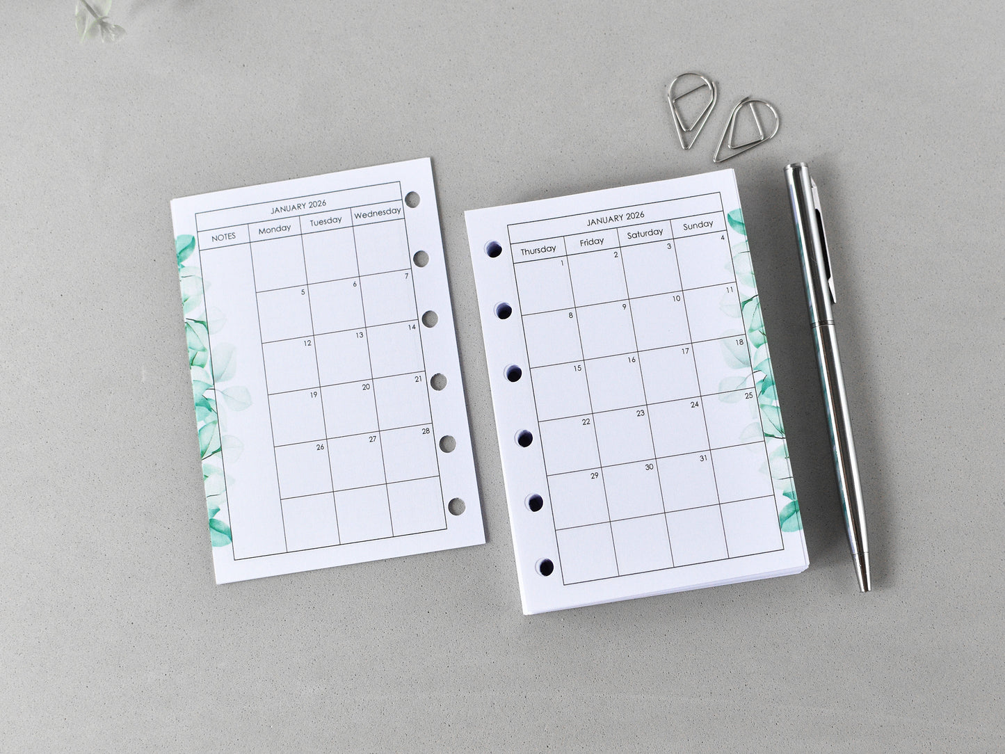 Monthly Weekly Planner Refill Inserts (Pocket Size) / Pc05