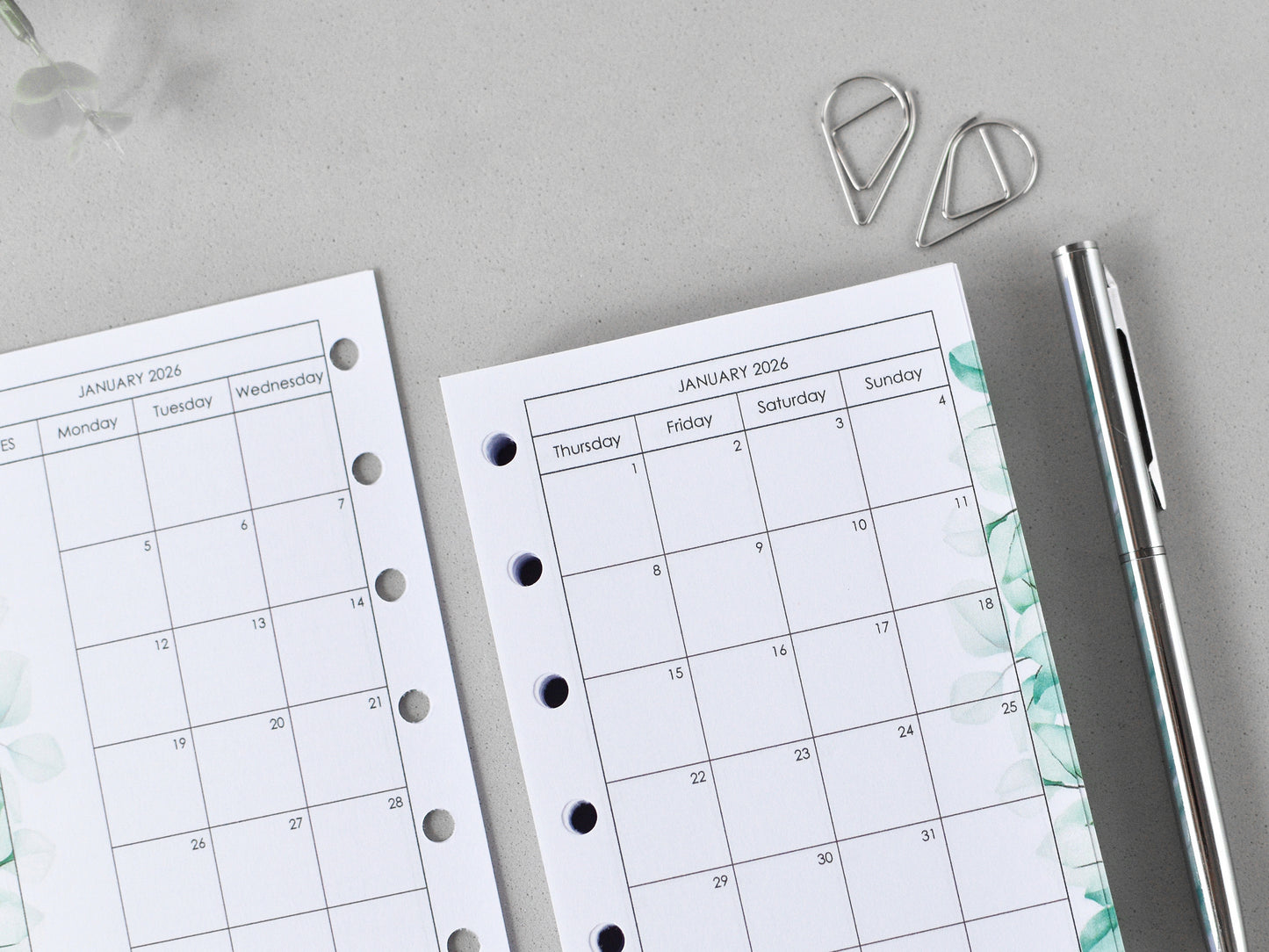 Monthly Weekly Planner Refill Inserts (Pocket Size) / Pc05