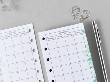 Monthly Weekly Planner Refill Inserts (Pocket Size) / Pc05