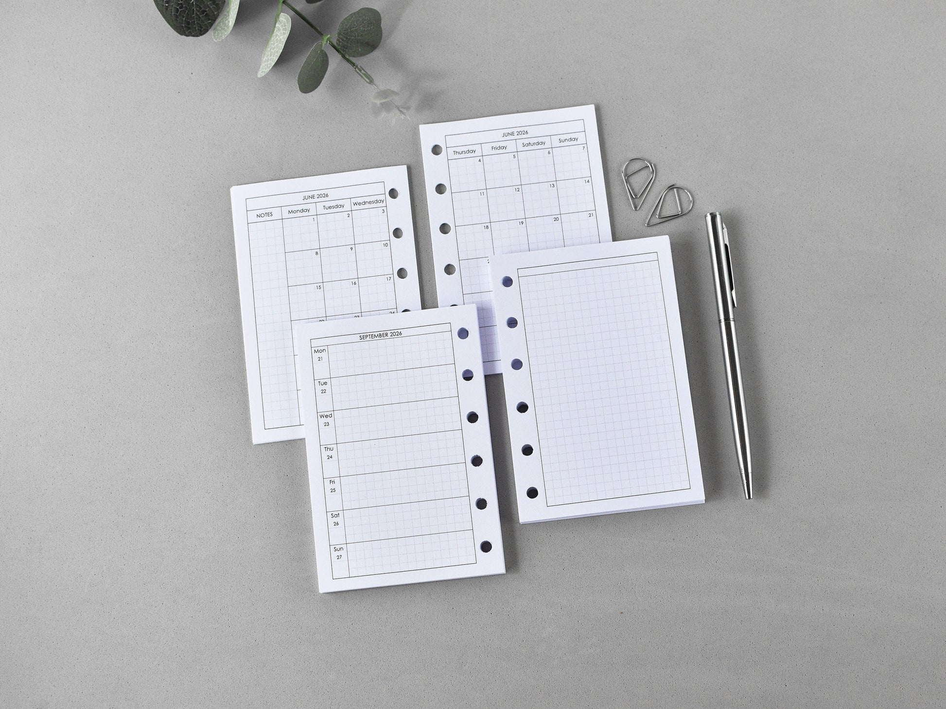 Pocket planner inserts monthly weekly