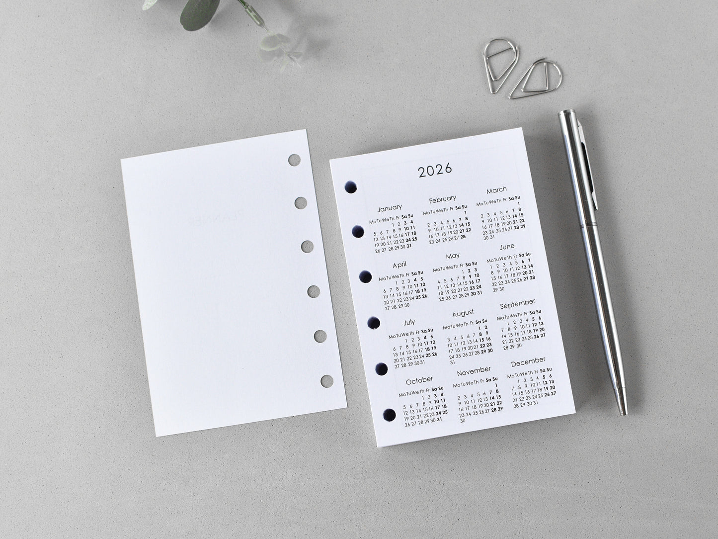 calendar inserts pocket size