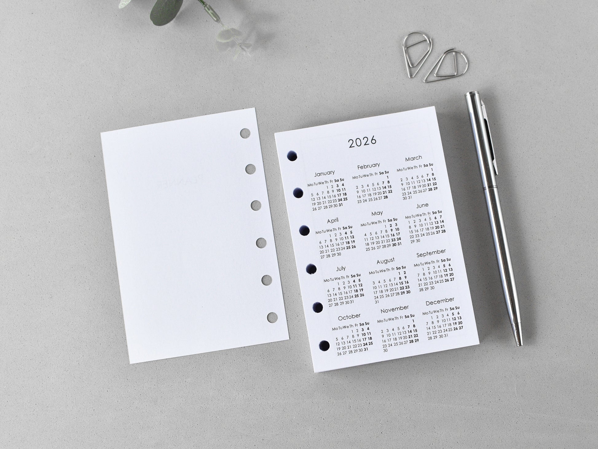 calendar inserts pocket size