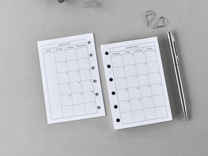 Monthly inserts pocket sie ring planner