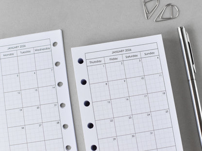 monthly pages hobonichi style