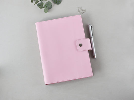 A5 leather ring binder, pink color