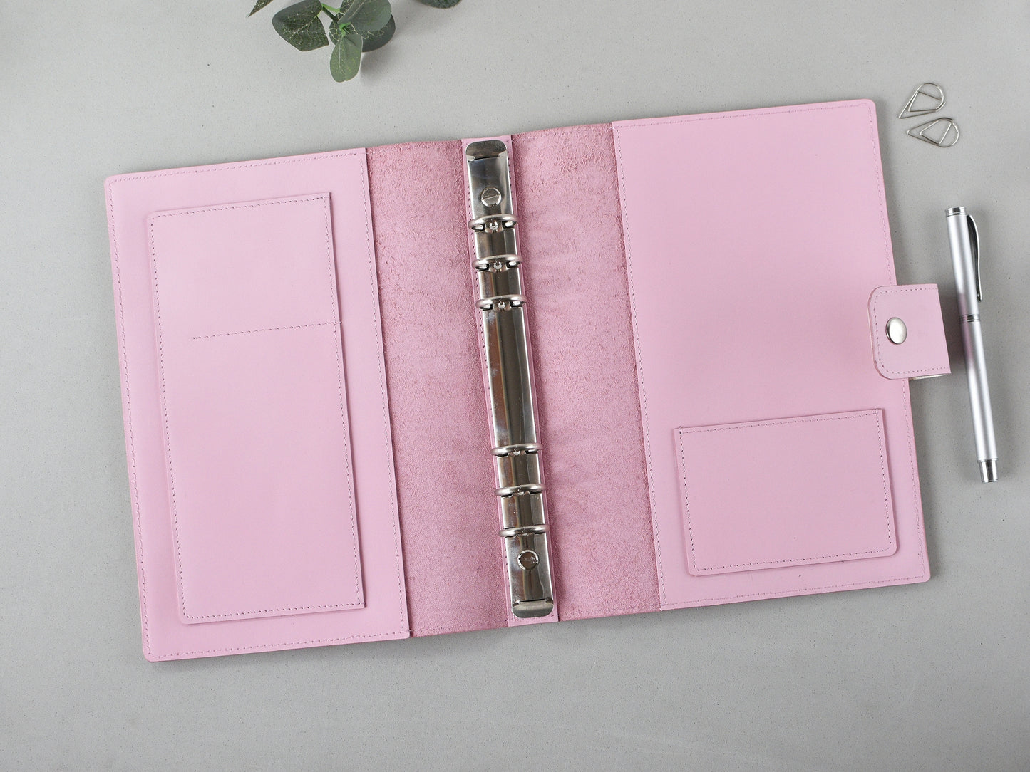 Planner cover with rings A size, show opened