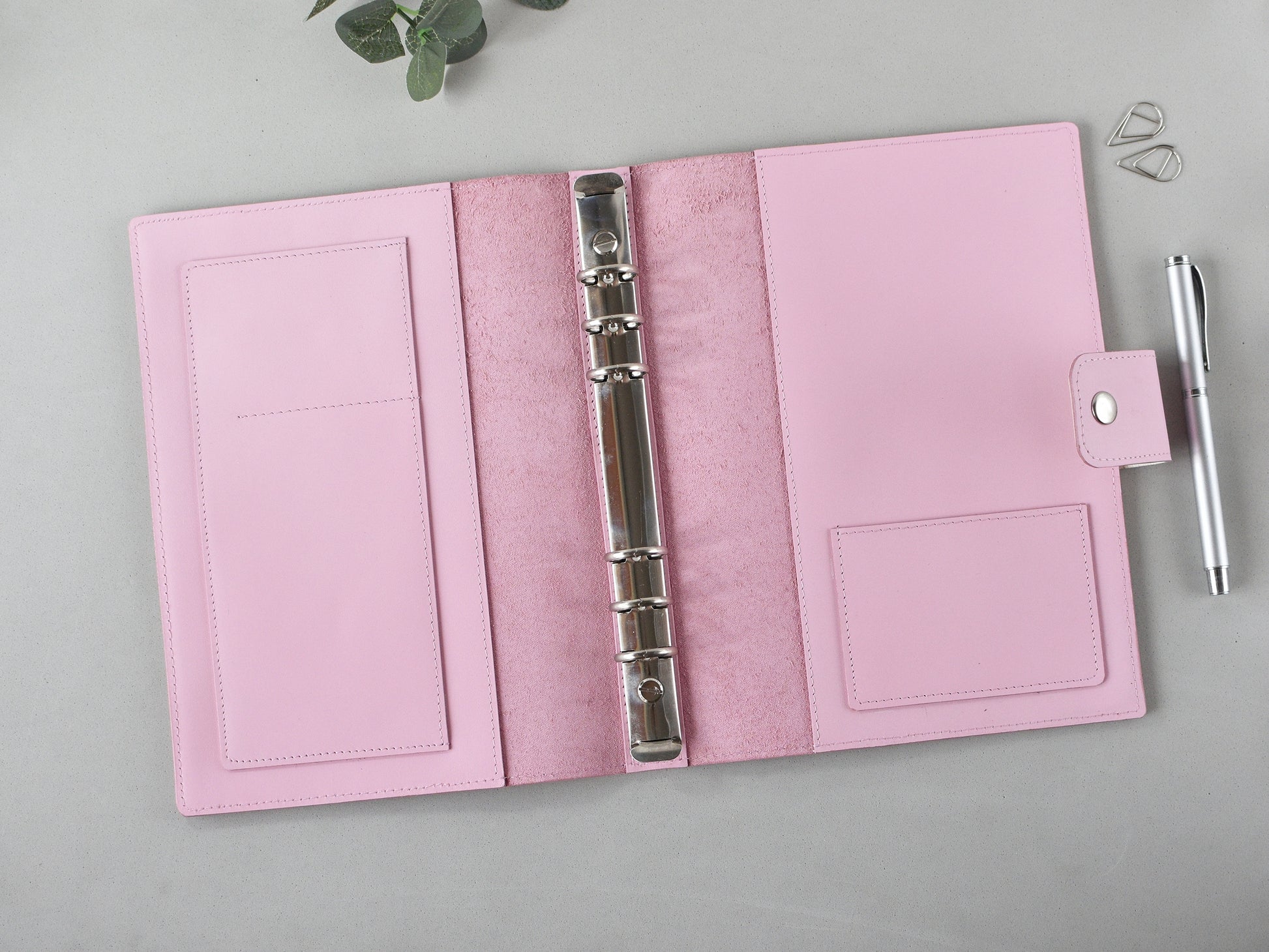 Planner cover with rings A size, show opened