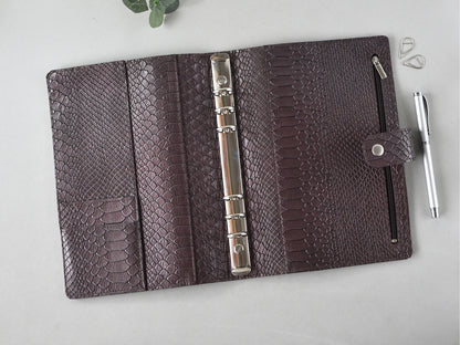 6 ring leather notebook, show opened