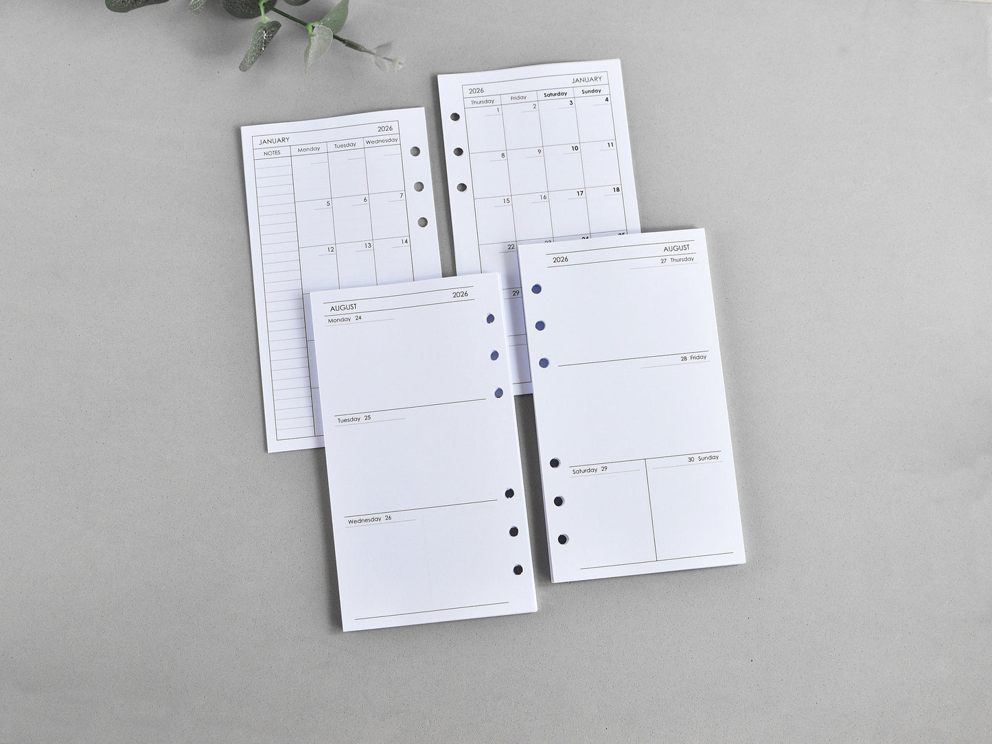Planner Notebook Inserts Bundle - Monthly Weekly Refill (Personal Size) / P01