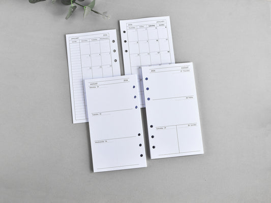 Planner Notebook Inserts Bundle - Monthly Weekly Refill (Personal Size)