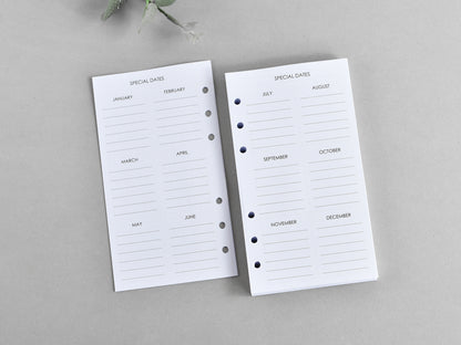 Planner Notebook Inserts Bundle - Monthly Weekly Refill (Personal Size) / P01