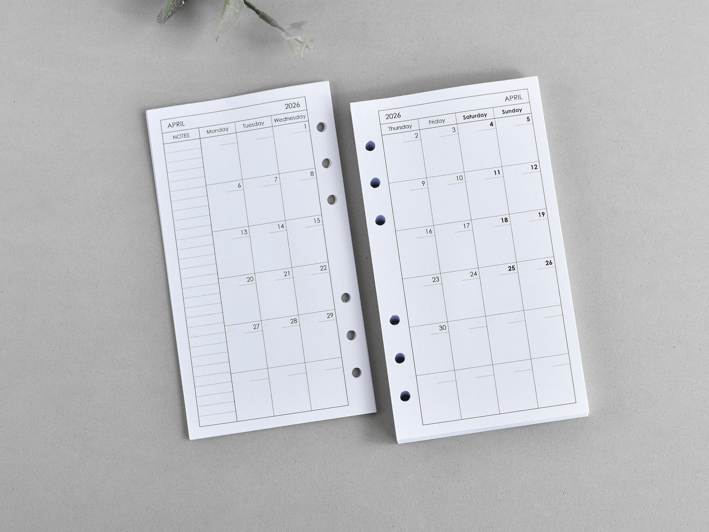 Planner Notebook Inserts Bundle - Monthly Weekly Refill (Personal Size) / P01