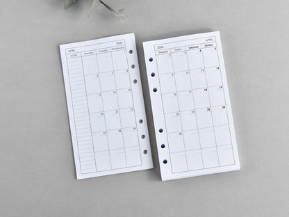 Planner Notebook Inserts Bundle - Monthly Weekly Refill (Personal Size) / P01