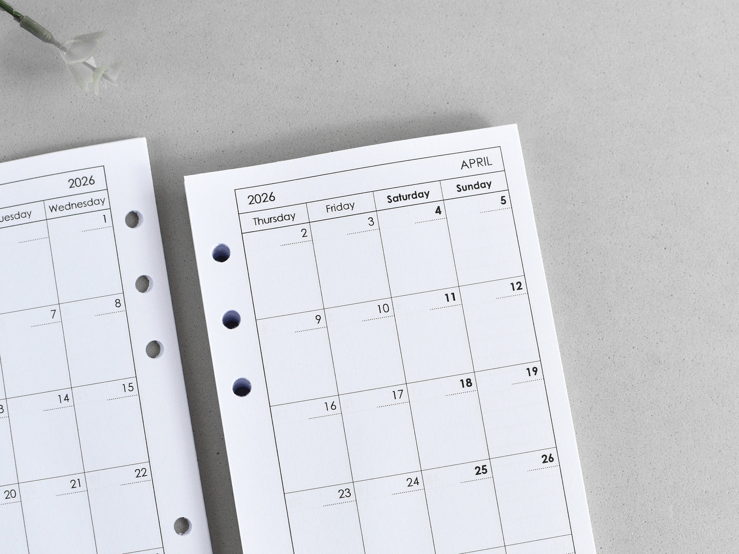 Planner Notebook Inserts Bundle - Monthly Weekly Refill (Personal Size) / P01