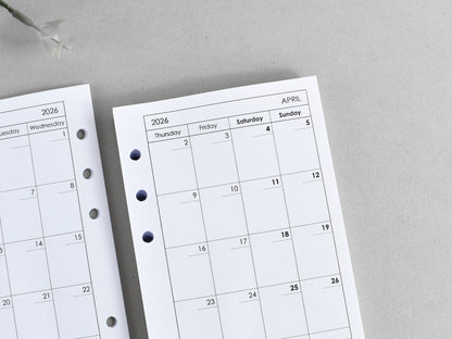 Planner Notebook Inserts Bundle - Monthly Weekly Refill (Personal Size) / P01