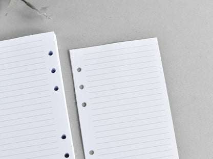 Lined pages for 6-ring planner