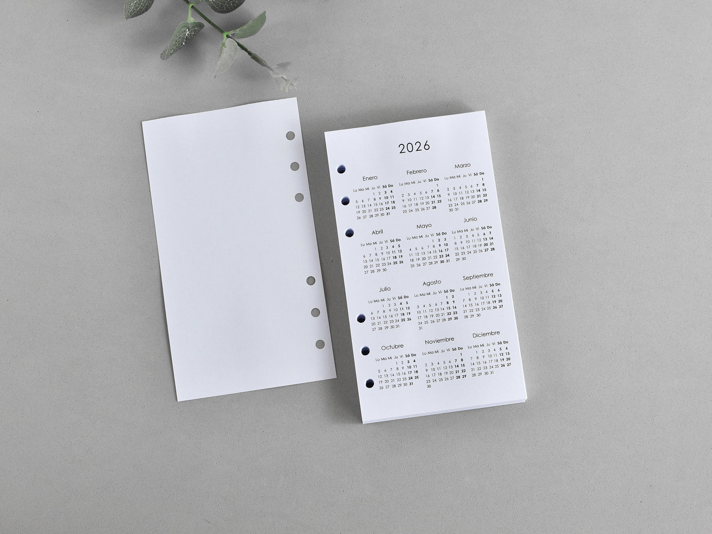Calendar sanish version for Filofax personal size