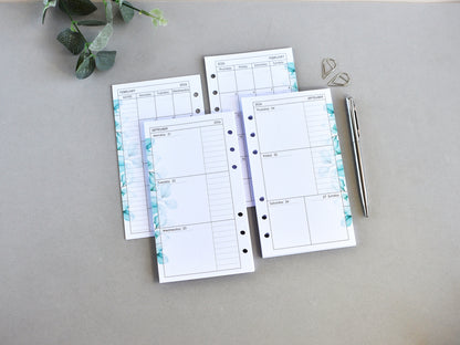 Ring Planner Notebook Inserts Set - Monthly And Weekly Refill (Personal Size) / P05