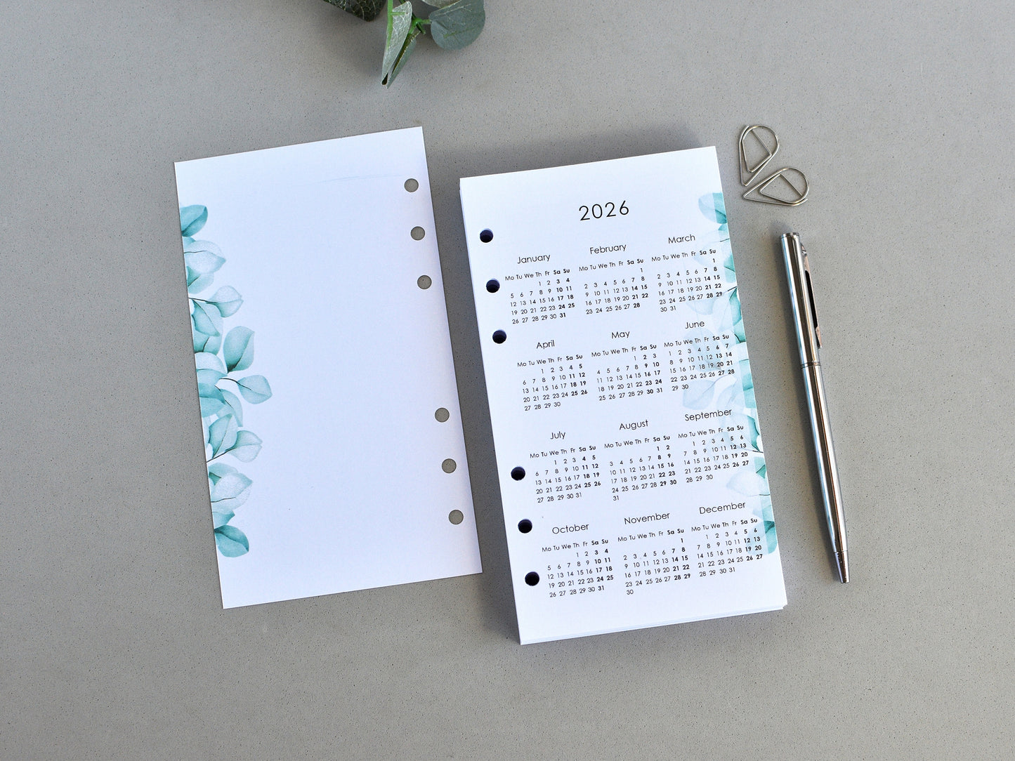 Ring Planner Notebook Inserts Set - Monthly And Weekly Refill (Personal Size) / P05