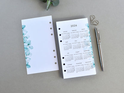 Ring Planner Notebook Inserts Set - Monthly And Weekly Refill (Personal Size) / P05