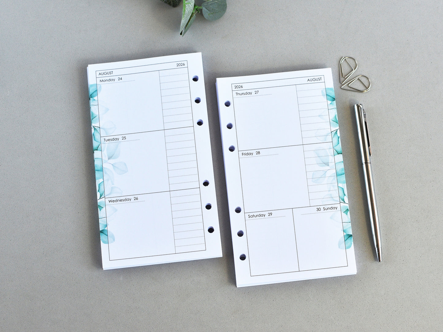 Ring Planner Notebook Inserts Set - Monthly And Weekly Refill (Personal Size) / P05