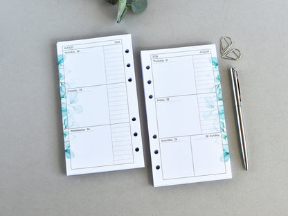 Ring Planner Notebook Inserts Set - Monthly And Weekly Refill (Personal Size) / P05