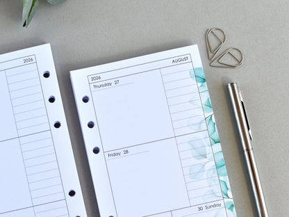 Ring Planner Notebook Inserts Set - Monthly And Weekly Refill (Personal Size) / P05