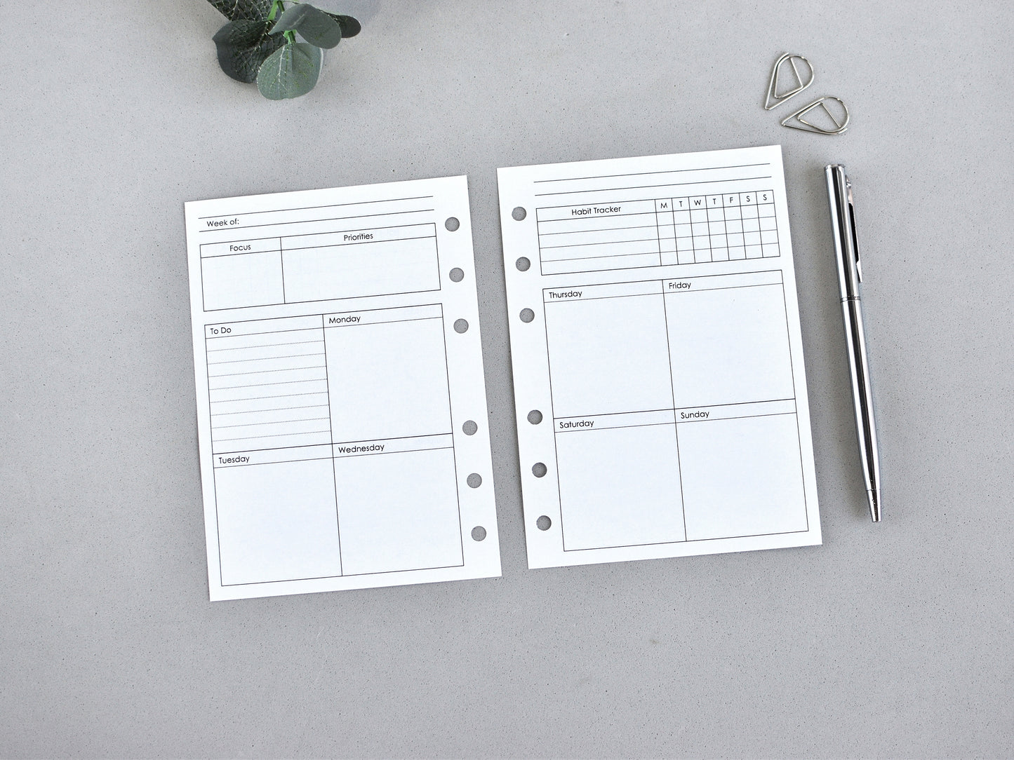 6-Ring Planner Notebook Weekly Inserts (True A6 Size) / A6-30w