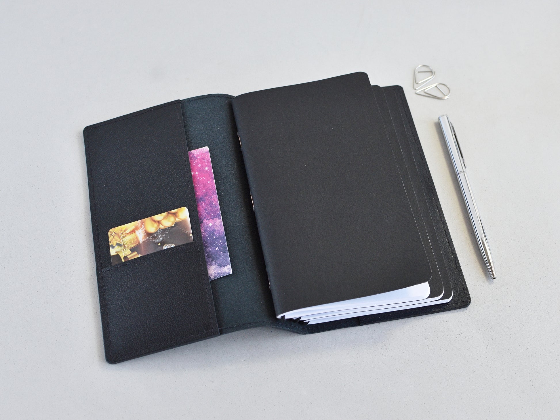 Opened traveller's notebook with inserts
