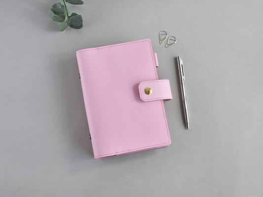 Pink leather binder organizer