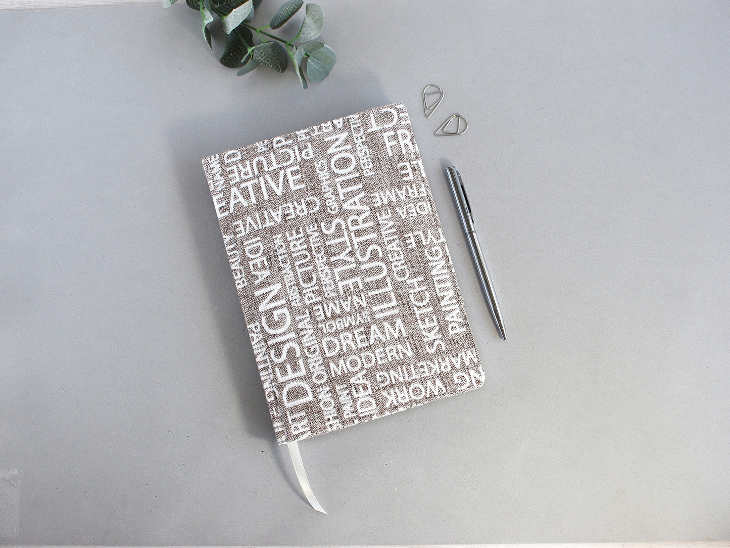 Fabric covered notebook, A5 size