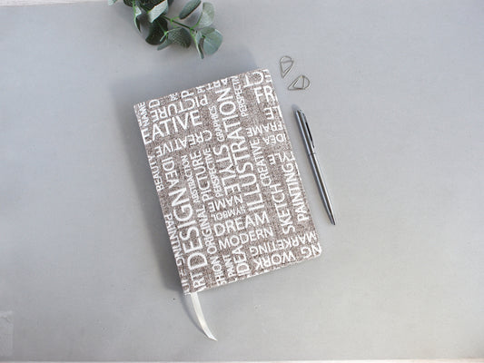 Fabric covered notebook, A5 size