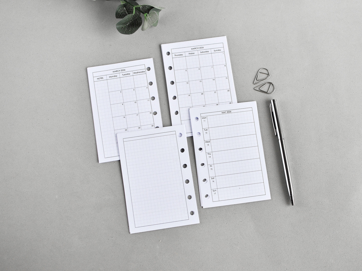 Monthly Weekly Planner Inserts - Hobonichi style (Pocket Size) / PC-15n