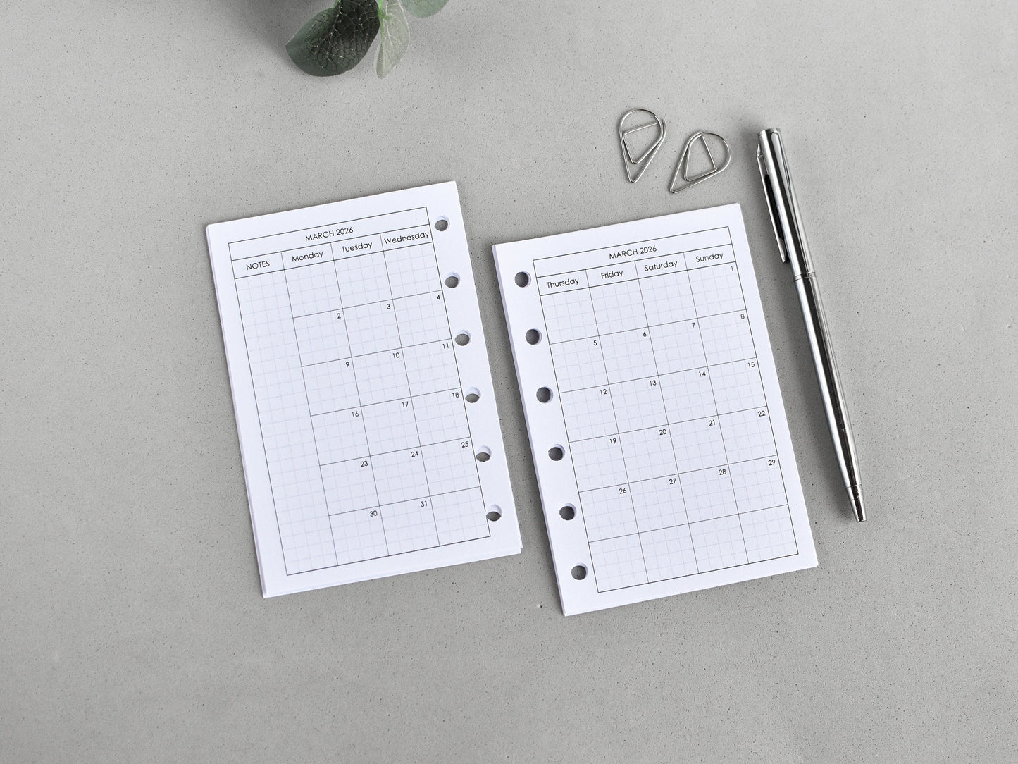 Monthly Weekly Planner Inserts - Hobonichi style (Pocket Size) / PC-15n