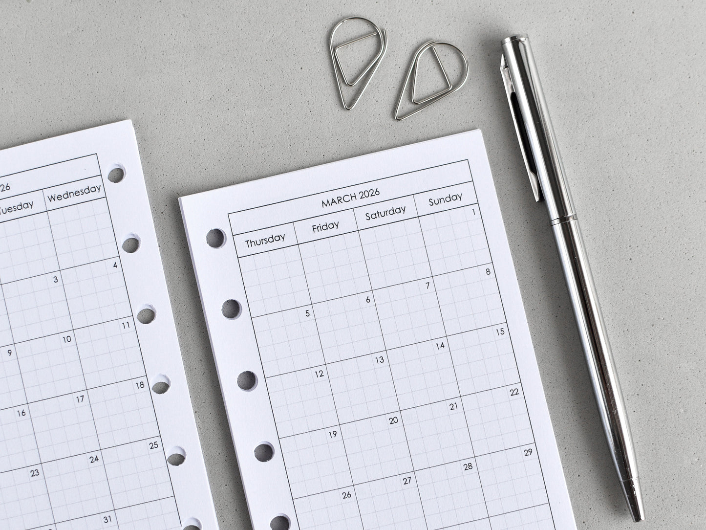 Monthly Weekly Planner Inserts - Hobonichi style (Pocket Size) / PC-15n