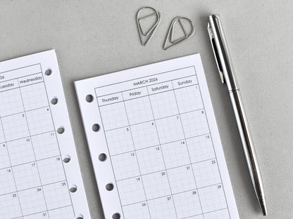 Monthly Weekly Planner Inserts - Hobonichi style (Pocket Size) / PC-15n