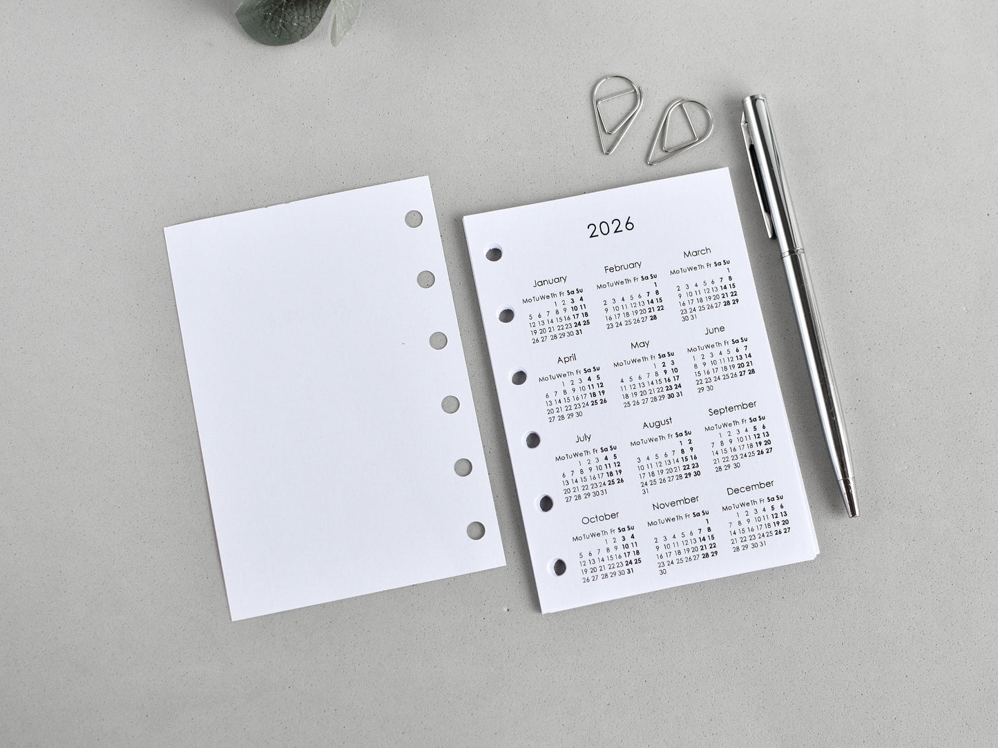 Monthly Weekly Planner Inserts - Hobonichi style (Pocket Size) / PC-15n