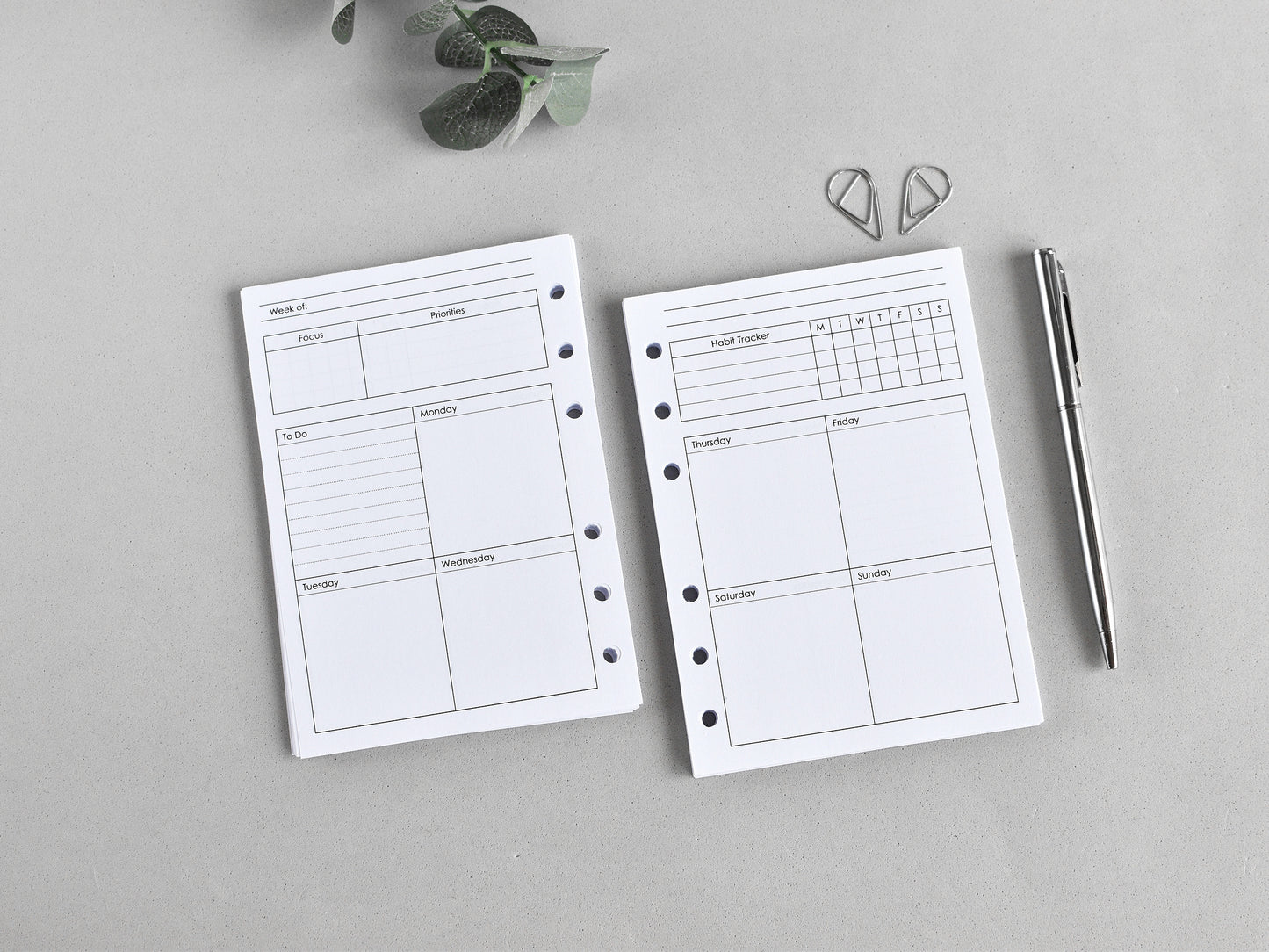 6-Ring Planner Notebook Weekly Inserts (True A6 Size) / A6-30w