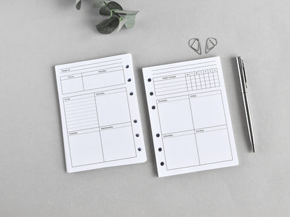 6-Ring Planner Notebook Weekly Inserts (True A6 Size) / A6-30w