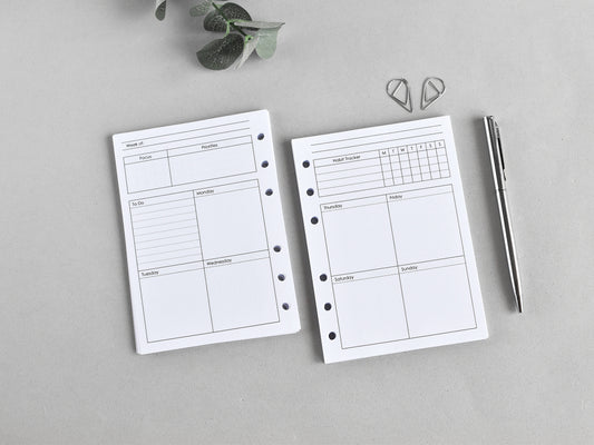 6-Ring Planner Notebook Weekly Inserts (True A6 Size) / A6-30w