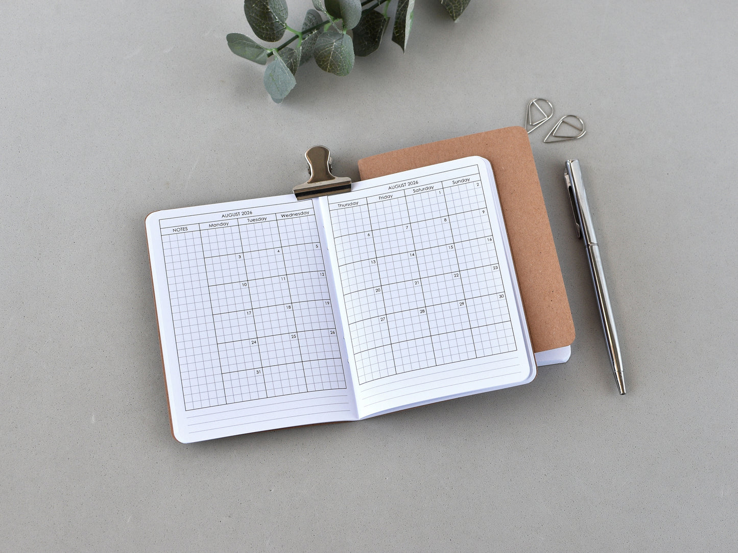 Monthly Planner Insert - Traveler's Notebook (Passport Size) TN-Pas12m