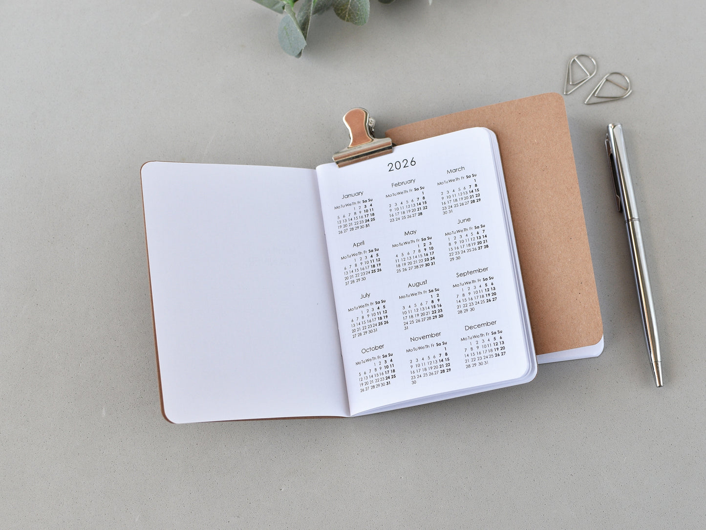 Monthly Planner Insert - Traveler's Notebook (Passport Size) TN-Pas12m