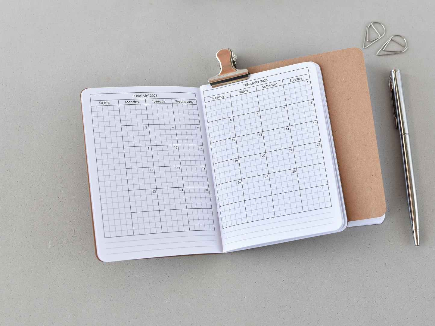 Monthly Planner Insert - Traveler's Notebook (Passport Size) TN-Pas12m