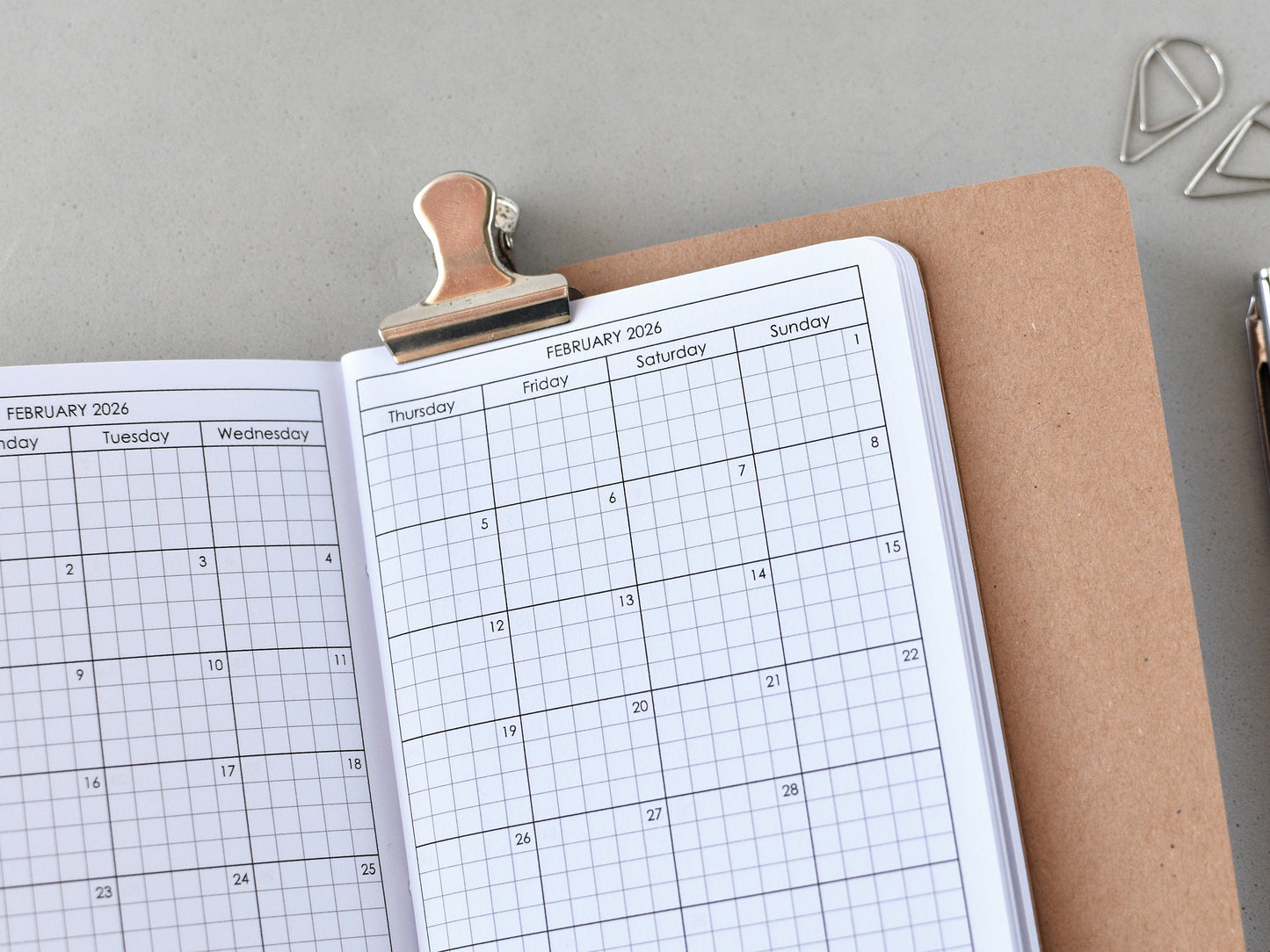 Monthly Planner Insert - Traveler's Notebook (Passport Size) TN-Pas12m