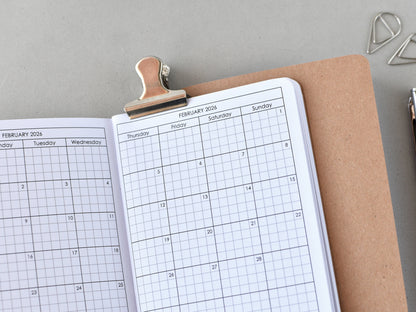 Monthly Planner Insert - Traveler's Notebook (Passport Size) TN-Pas12m
