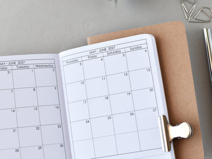 Monthly Traveler's Notebook Planner Insert  (Passport Size) / TN-Pas-11m